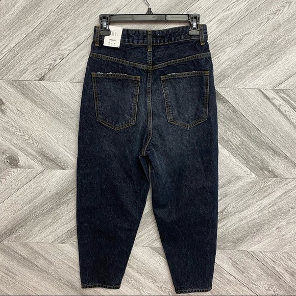 Zara | Tapered Hi Rise jeans Carrot Fit Mom Jeans Size 4 NEW - Picture 6 of 8